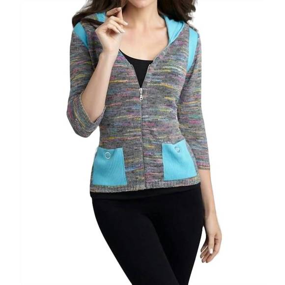 NEW ANGEL colorblock melange cardigan in gray multi